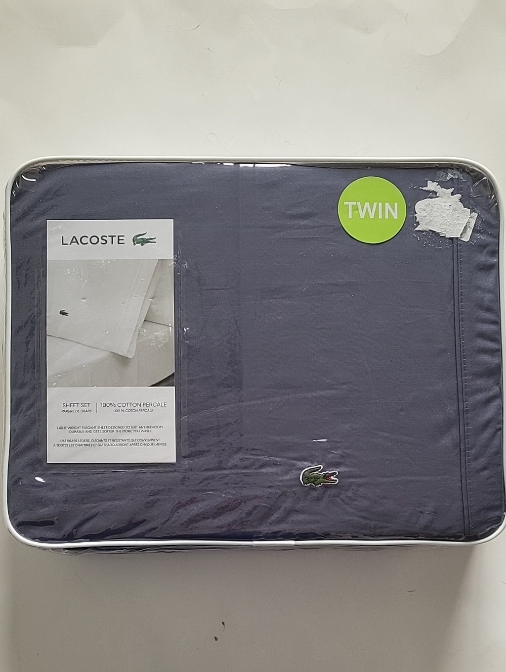 LACOSTE Twin size Cotton sheet set bedding TWIN size Dark Blue